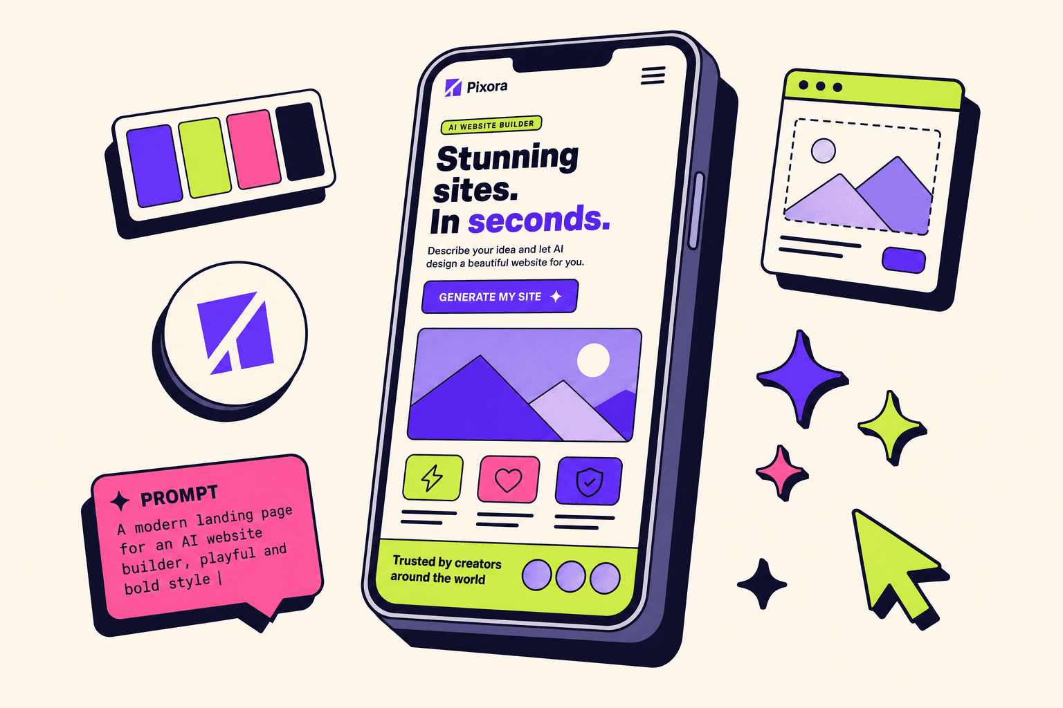 Phone showing a site generated by Landing App AI